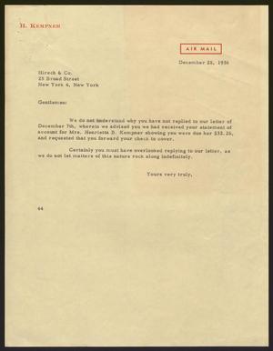 [Letter from A. H. Blackshear Jr. to Hirsch and Co., December 28, 1956]