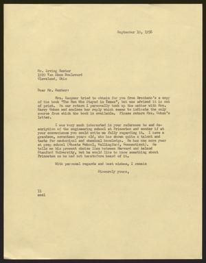 [Letter from I. H. Kempner to Mr. Irving Hexter - September 10, 1956]