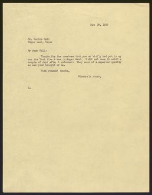 [Letter from Isaac H. Kempner to Curtis Hall, June 26, 1956]