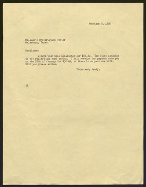 [Letter from I. H. Kempner to Holland's Prescription Center - February 8, 1956]