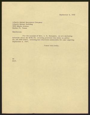 [Letter from A. H. Blackshear, Jr. to Liberty Mutual Insurance Company, September 4. 1956]