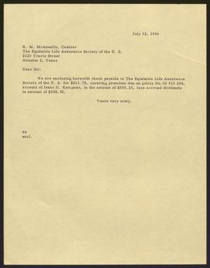 [Letter from A. H. Blackshear, Jr., to R. M. McAnnally, July 12, 1956]
