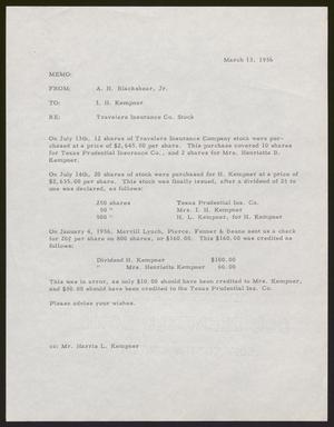 [Letter from A. H. Blackshear, Jr. to I. H. Kempner, March 13, 1956]