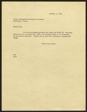[Letter from A. H. Blackshear, Jr. to Texas Prudential Insurance Company, January 3, 1956]