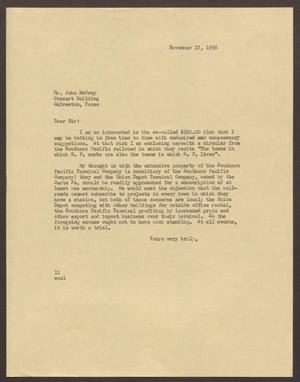 [Letter from I. H. Kempner to Mr. John McCray, November 17, 1956]