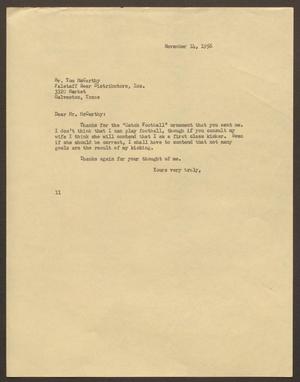 [Letter from Isaac H. Kempner Tom McCarthy, November 14, 1956]