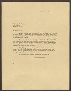 [Letter from Isaac H. Kempner to John D. Morhan, October 2, 1956]