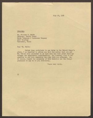 [Letter from Isaac H. Kempner to William H. Smith, July 28, 1956]