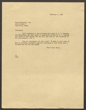 [Letter from Isaac H. Kempner to Moore-Climatic Inc., February 7, 1956]