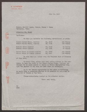 [Letter from I. H. Kempner to Mr. R. J. Dusek, July 11, 1945]