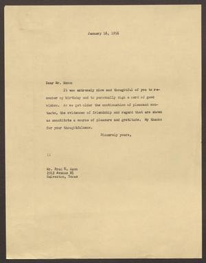 [Letter from I. H. Kempner to Fred R. Mann, January 16, 1956]