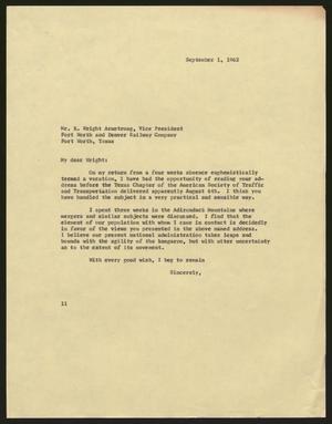 [Letter from I. H. Kempner to R. Wright Armstrong, September 1, 1962]