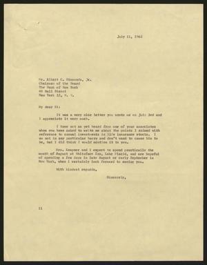 [Letter from Isaac H. Kempner to A. C. Simmonds, Jr., July 11, 1962]