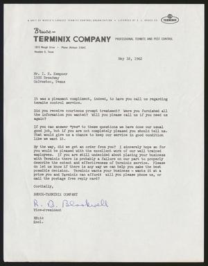 [Letter from Bruce-Terminix Company to I. H. Kempner, May 18, 1962]