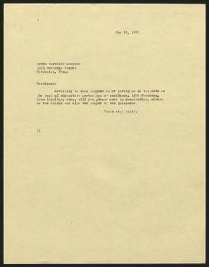 [Letter from Isaac H. Kempner to Bruce Terminix Company, May 14, 1962]