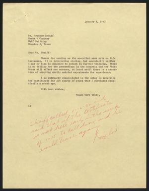 [Letter from I. H. Kempner to Seymour Shwiff, January 8, 1962]