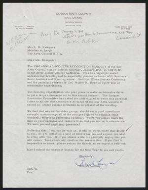 [Letter from Ben D. Cannan to I. H. Kempner, January 3, 1962]