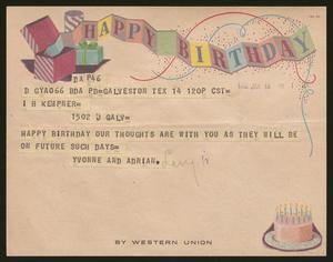 [Telegram from Yvonne and Adrian to Isaac H. Kempner, January 1, 1962]