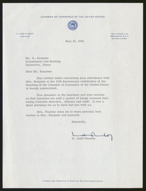 [Letter from H. Ladd Plumley to I. H. Kempner, May 31, 1962]