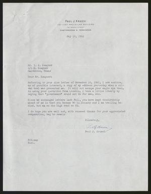 [Letter from Paul J. Kruesi to I. H. Kempner, May 18, 1962]