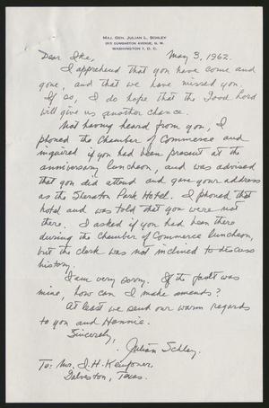 [Letter from Julian L. Schley to Isaac H. Kempner, May 3, 1962]