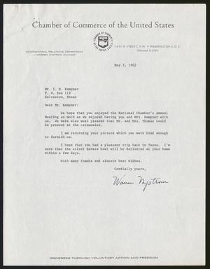 [Letter from J. Warren Nystrom to Isaac H. Kempner, May 3, 1962]