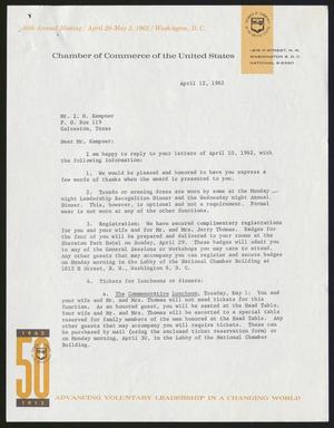 [Letter from J. Warren Nystrom to Isaac H. Kempner, April 12, 1962]