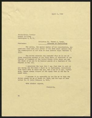 [Letter from I. H. Kempner to Whaley-Baton Service, April 2, 1962]