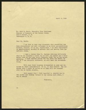 [Letter from Isaac H. Kempner to Arch N. Booth, April 2, 1962]