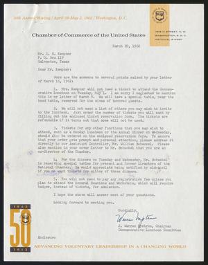 [Letter from J. Warren Nystrom to Isaac H. Kempner, March 20, 1962]