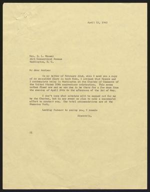 [Letter from I. H. Kempner to Marian Groner, April 11, 1962]
