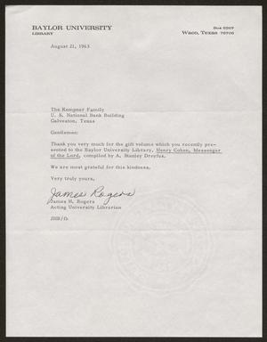 [Letter from James H. Rogers, August 21, 1963]