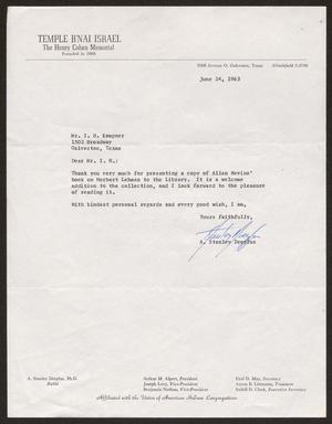 [Letter from A. Stanley Dreyfus to Mr. I. H. Kempner, June 24, 1963]