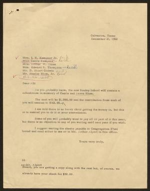 [Letter from Harris Leon Kempner, December 21, 1962]