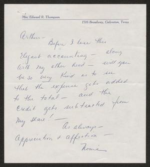 [Letter from Henrietta Leonora Kempner to  Arthur M. Alpert]
