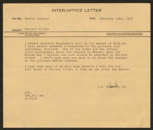 [Letter from I. H. Kempner, Jr. to Harris Kempner, February 13th, 1953]