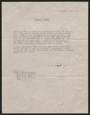 [Letter from I. H. Kempner, Jr., November 14, 1952]