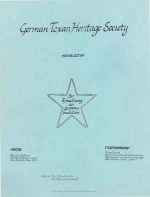 Primary view of object titled 'German-Texan Heritage Society Newsletter, Volume 2, Number 1, March 1980'.