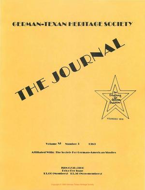 German-Texan Heritage Society, The Journal, Volume 11, Number 3, Fall 1989