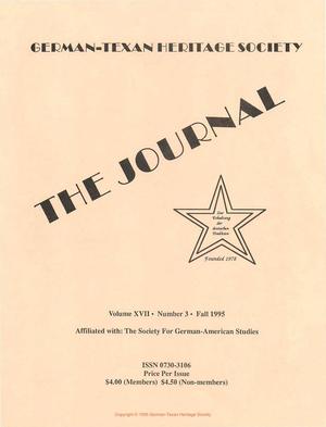Primary view of object titled 'German-Texan Heritage Society, The Journal, Volume 16, Number 3, Fall 1995'.