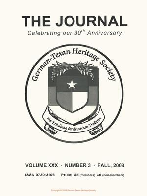 Primary view of object titled 'German-Texan Heritage Society, The Journal, Volume 30, Number 3, Fall 2008'.