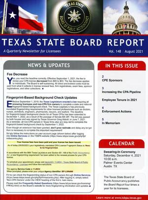 Texas State Board Report, Volume 148, August 2021