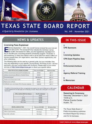 Texas State Board Report, Volume 149, November 2021