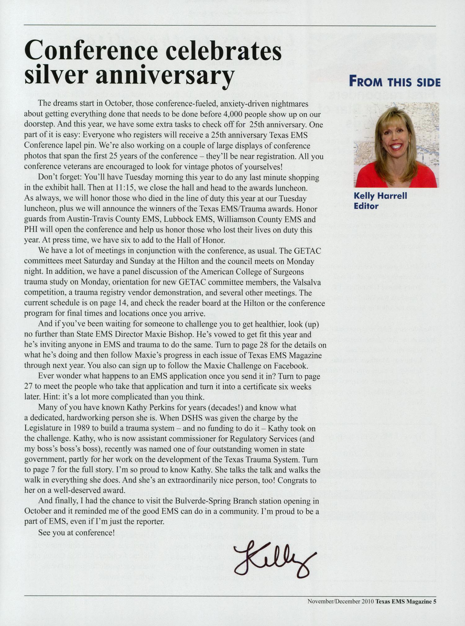 Texas EMS Magazine, Volume 31, Number 6, November/December 2010
                                                
                                                    5
                                                