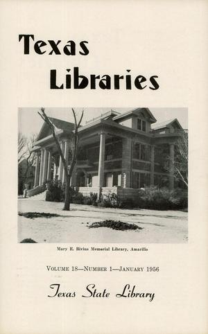Texas Libraries, Volume 18, Number 1, January 1956
