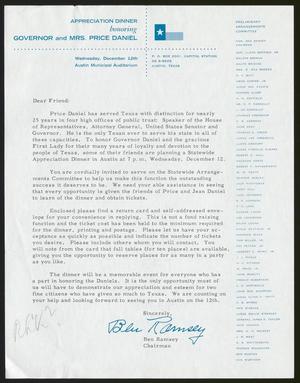 [Letter from Texas Statewide Arrangements Committee, December 12, 1962]