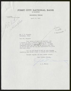 [Letter from J. A. Elkins to I. H. Kempner, April 24, 1962]