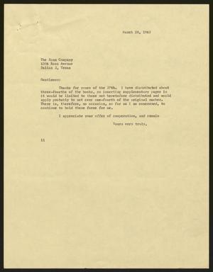 [Letter from Isaac H. Kempner to The Egan Company, March 28, 1962]