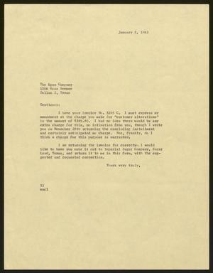 [Letter from Isaac H. Kempner to The Egan Company, January 5, 1962]