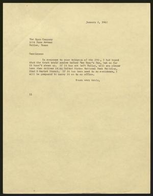 [Letter from Isaac H. Kempner to The Egan Company, January 2, 1962]